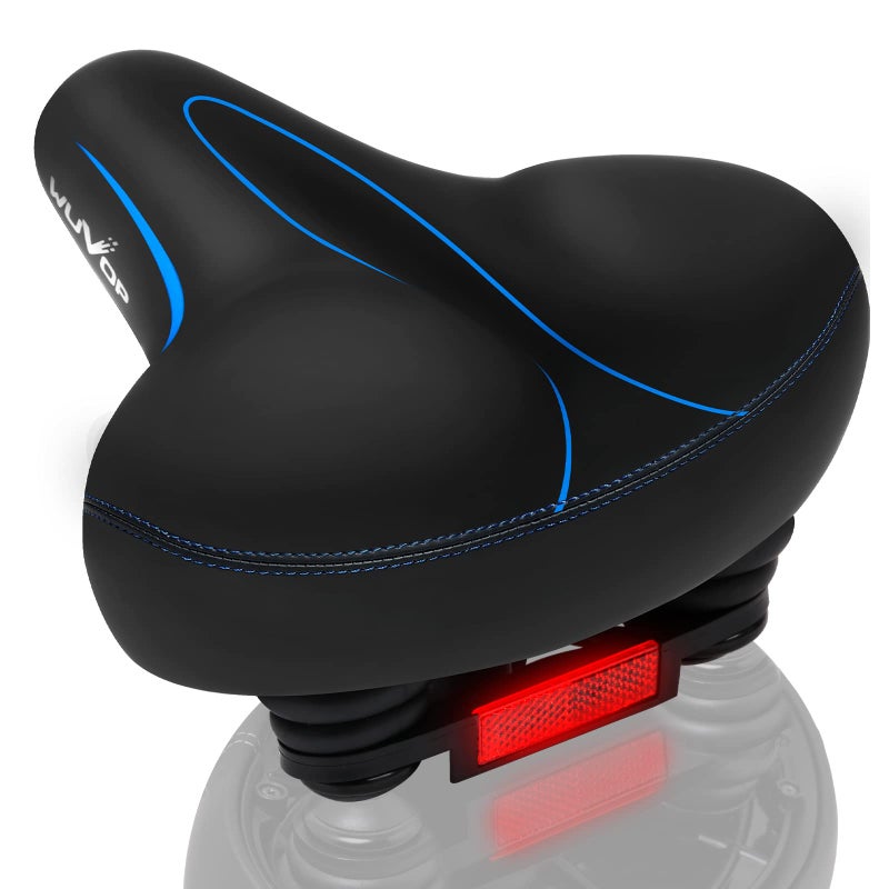 WUVOP Oversized Bike Seat  Wide Bicycle Seat for Women Men Comfort  Universal Waterproof Bike Saddle Replacement with Safety Reflective Strip for Peloton  Exercise Bikes  Cruiser  City Bikes - Image 1